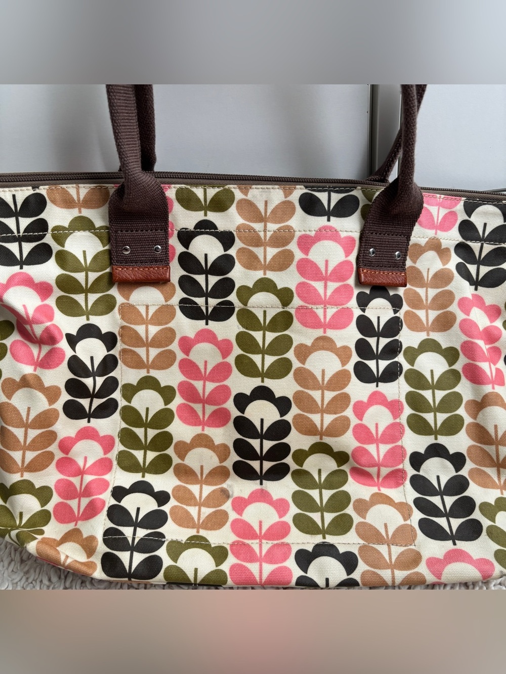 Orla Kiely Multicolor Stem-Print Tote with Matching Waller - Picture 3 of 16